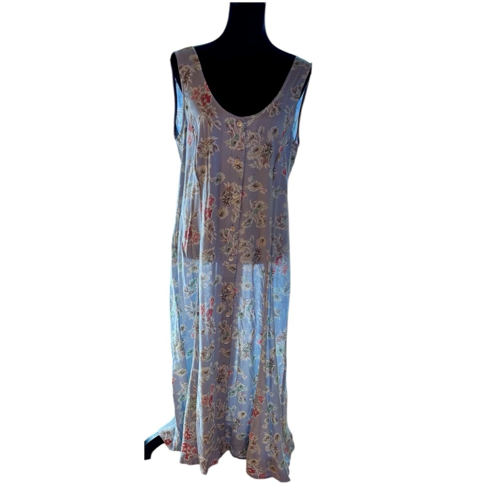 VTG Fiber Optics Button Down Floral Maxi Dress 90s Cottagecore Fairycore 11/12